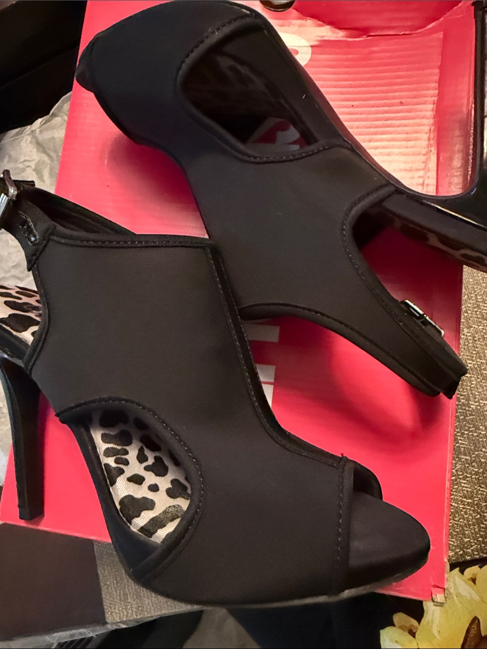 Black Peep Toe High Heels - Women